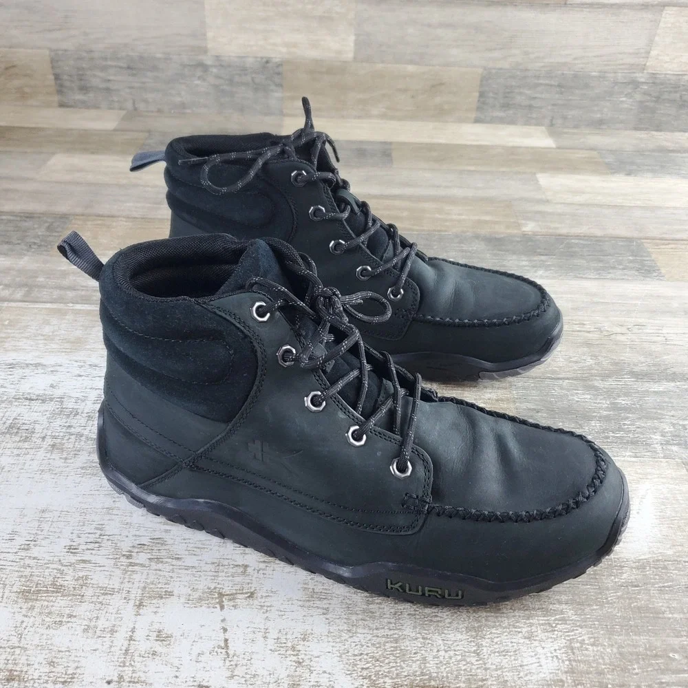 Kuru Quest Mens Hiking Boots Sz 13 M Smokestack Black Leather Lace Up Mid Top